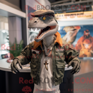Sølv Utahraptor maskot...
