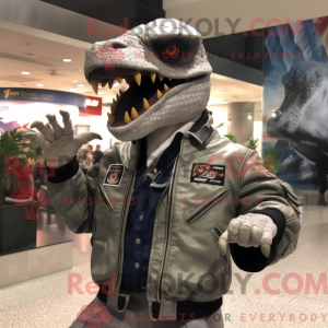 Sølv Utahraptor maskot...