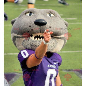 Gray tiger mascot looking fierce - Redbrokoly.com