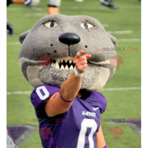 Gray tiger mascot looking fierce - Redbrokoly.com