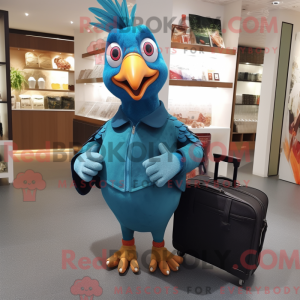 Cyan Fasan maskot kostume...