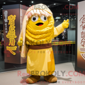Fantasia de mascote Ramen amarelo com macacão e lenços - Mascotes ramen - REBROKO_276706 - RedBrokoly.com