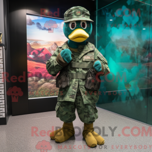 Teal Green Beret mascot...