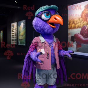 Paarse ara mascottekostuum...