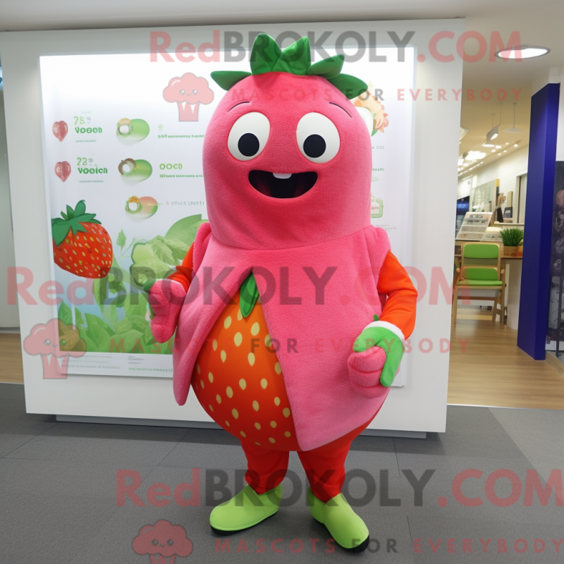 Fantasia de mascote de morango com calça capri e presilhas de cachecol - Mascotes de morango - REBROKO_276725 - RedBrokoly.com