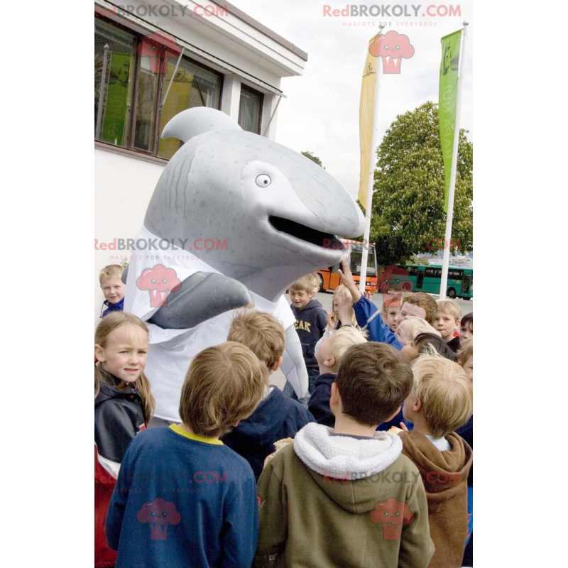 uitgehongerd Geweldige eik Gewoon Grijze walvis dolfijn mascotte - Vis mascottes - Besnoeiing L (175-180 cm)