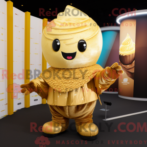 Gold Cupcake maskot kostume...