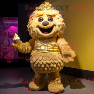 Gold Cupcake maskot kostume...
