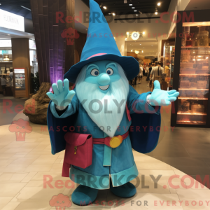 Cyan Wizard mascot costume...