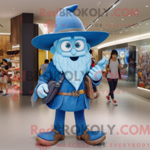 Cyan Wizard mascot costume...
