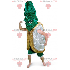Zilver en goud groene schelp mascotte - Redbrokoly.com