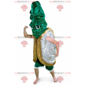 Mascote de concha verde prata e ouro - Redbrokoly.com