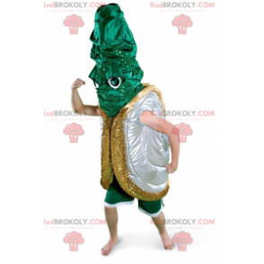 Zilver en goud groene schelp mascotte - Redbrokoly.com