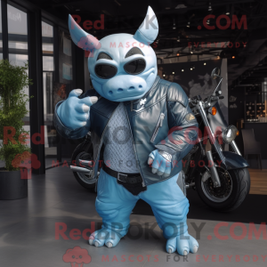 Sky Blue Rhinoceros mascot...