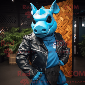 Sky Blue Rhinoceros mascot...