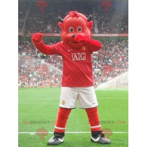 Mascota del oso rojo en ropa deportiva - Redbrokoly.com