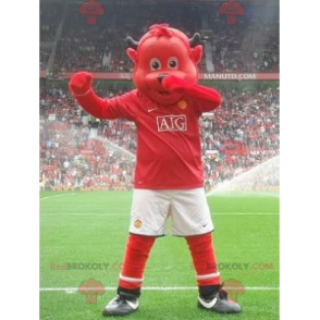 Mascote urso vermelho em roupas esportivas - Redbrokoly.com