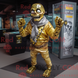 Gold Zombie maskot kostume...