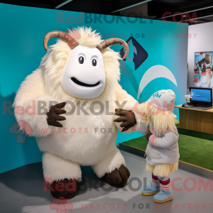 Hvit Yak-maskotdraktfigur...