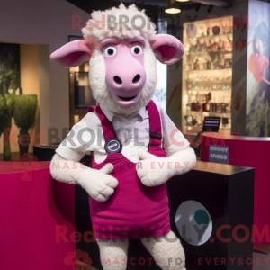 Magenta Merino Sheep mascot...