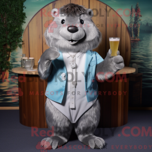 Sølv Beaver maskot kostume...