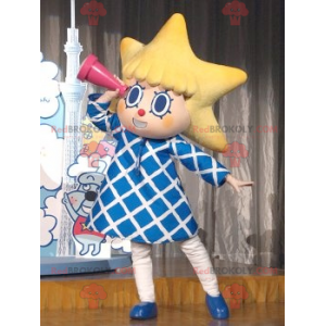 Little girl mascot with the head in the shape of a star -