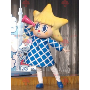 Little girl mascot with the head in the shape of a star -