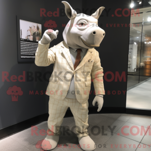 Beige Rhinoceros maskot...