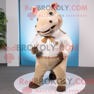 Beige Rhinoceros maskot...