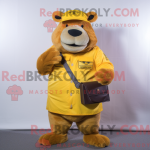 Gul Capybara maskot kostume...