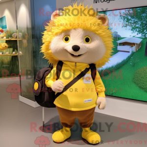Gul pindsvin maskot kostume...