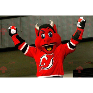 Mascote do diabo vermelho preto e branco - Redbrokoly.com