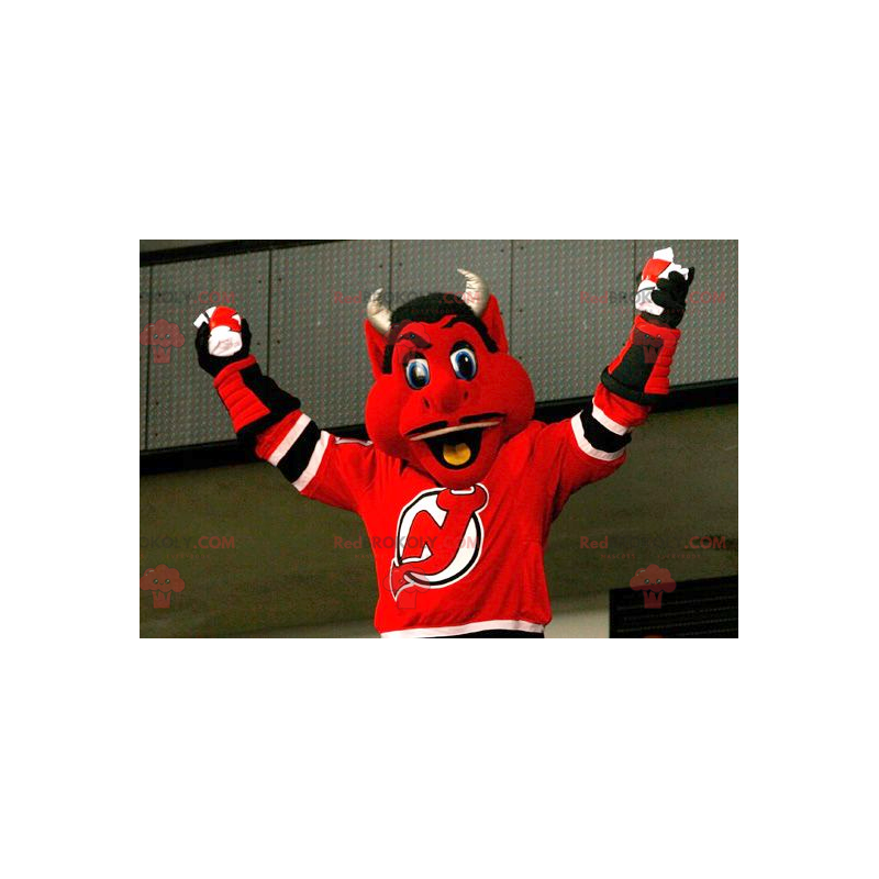 Mascota del diablo rojo blanco y negro - Redbrokoly.com