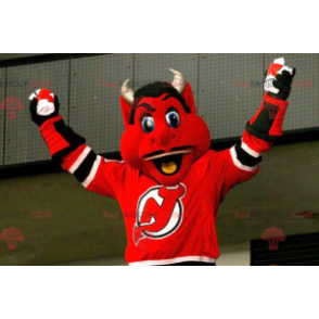 Mascotte del diavolo rosso in bianco e nero - Redbrokoly.com