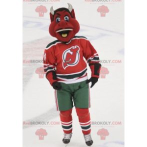 Mascote do diabo vermelho preto e branco - Redbrokoly.com