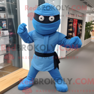 Blå Ninja-maskotdraktfigur...