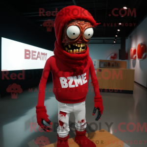 Rød Zombie maskot kostume...