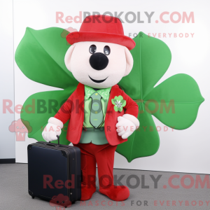 Red Four Leaf Clover maskot...