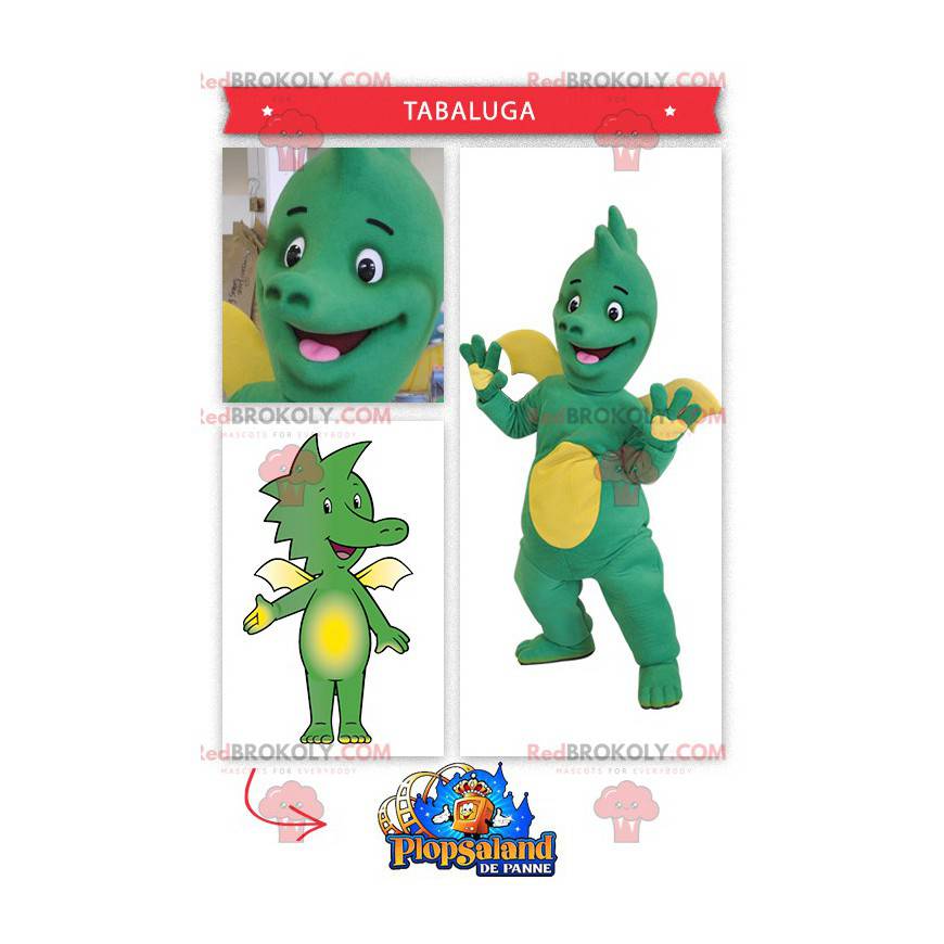 Baby zelený a žlutý drak maskot - Redbrokoly.com