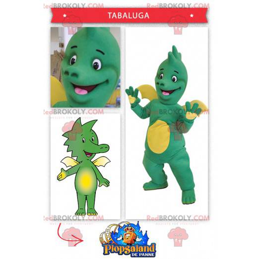 Mascotte groene en gele babydraak - Redbrokoly.com