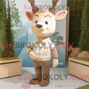 Beige hjortmaskotdraktfigur...