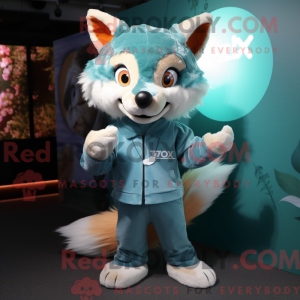 Maskotdraktfigura Teal Fox...