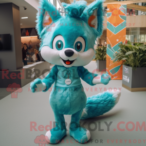 Maskotdraktfigura Teal Fox...