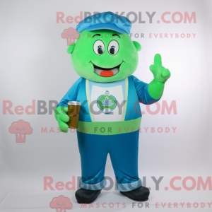 Blå grön öl maskot kostym...