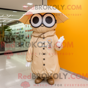 Beige aprikos maskot drakt...