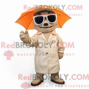 Beige aprikos maskot drakt...