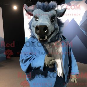 Blå Vildsvin maskot kostume...