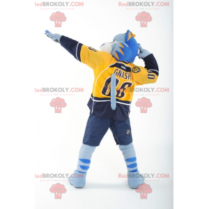 Mascotte de tigre bleu blanc et jaune - Redbrokoly.com