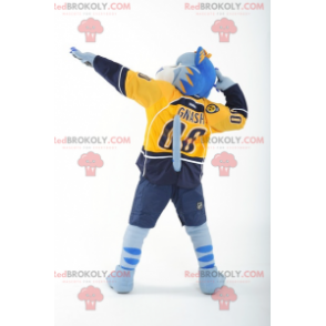 Mascotte de tigre bleu blanc et jaune - Redbrokoly.com