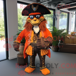 Orange Pirat maskot kostume...